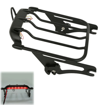 Voodoo Cycle House Two-Up Luggage Rack W/ LED Light For Harley-Davidson Touring Models Road King Street Electra Glide Ultra Limited 2014-UP