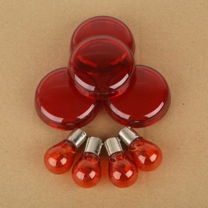 Voodoo Cycle House Turn Signal Lenses W/ Bulbs For Harley-Davidson & Custom Applications