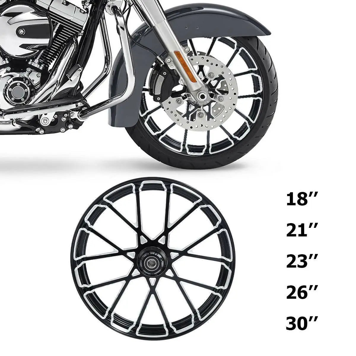 Voodoo Cycle House Custom Wheel & Hub Assembly For Harley-Davidson & Custom Applications 18" 21" 23" 26" 30" inch