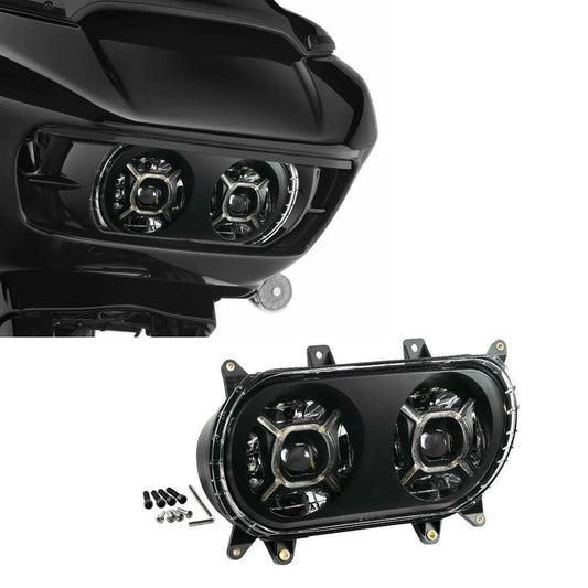 Voodoo Cycle House Dual LED Headlight For Harley-Davidson Road Glide FLTRX 2015-2023 Black/Chrome