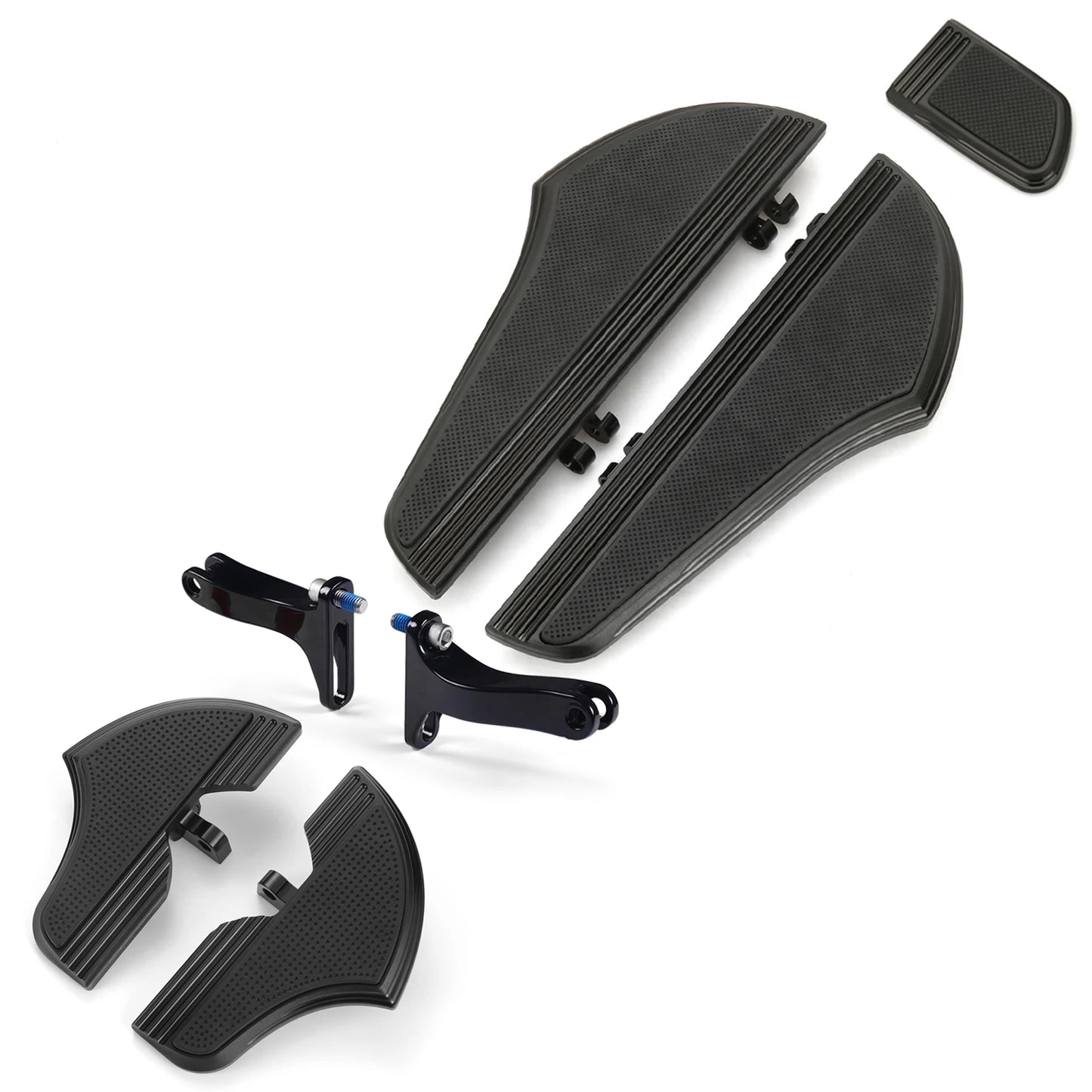 Voodoo Cycle House Custom Black or Chrome Harley Davidson Driver Passenger Floorboards Kits For 1980-UP Touring Models Road king Electra Street Glide FLHX FLHT