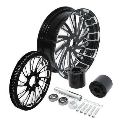 Voodoo Cycle House Custom 18" x 5.5" Rear Wheel & Custom Matching Hub/Pulley Sprocket Assembly For Harley-Davidson Touring Models & Custom Applications