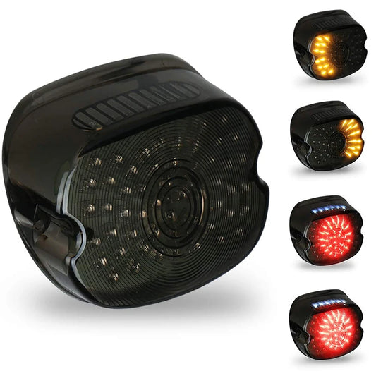 Voodoo Cycle House Custom Smoke Lens LED Tail Light with License Plate Light for Harley Davidson  Sportster 883 1200 Dyna