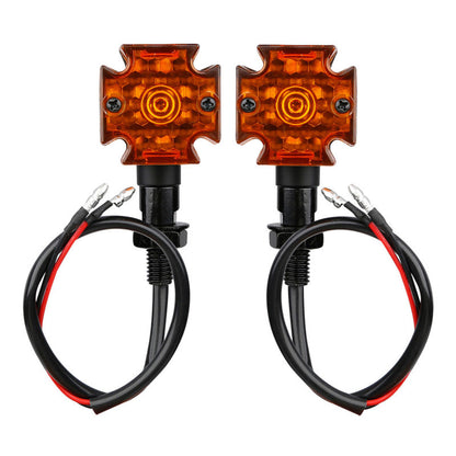 Voodoo Cycle House Amber Iron Cross LED Bullet Turn Signals For Harley-Davidson & Custom Applications