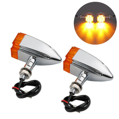 Voodoo Cycle House Amber Iron Cross LED Bullet Turn Signals For Harley-Davidson & Custom Applications