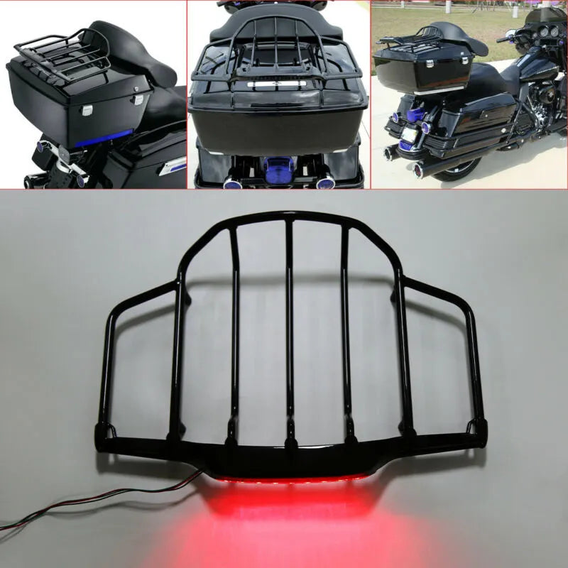 Voodoo Cycle House Tour Pack Luggage Rack W/ LED Light For Harley-Davidson Touring Models Road King Street Electra Glide 2014-UP