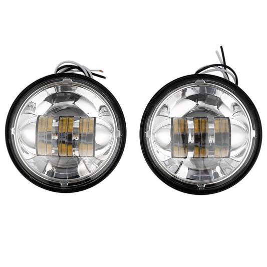 Voodoo Cycle House 2x 4.5 Inch LED Front Fog Lights For Harley-Davidson & Custom Applications