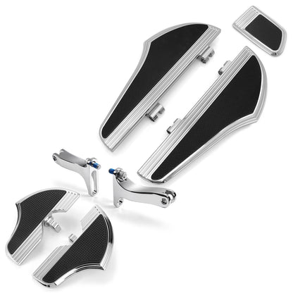 Voodoo Cycle House Custom Black or Chrome Harley Davidson Driver Passenger Floorboards Kits For 1980-UP Touring Models Road king Electra Street Glide FLHX FLHT
