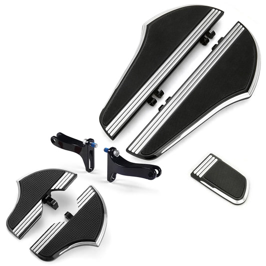 Voodoo Cycle House Custom Black or Chrome Harley Davidson Driver Passenger Floorboards Kits For 1980-UP Touring Models Road king Electra Street Glide FLHX FLHT