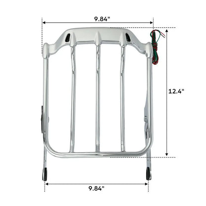 Voodoo Cycle House Two-Up Luggage Rack W/ LED Light For Harley-Davidson Touring Models Road King Street Electra Glide Ultra Limited 2014-UP