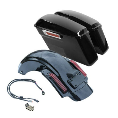 Voodoo Cycle House Saddlebags & Rear Fender For Harley-Davidson Touring Models Street Electra Glide Road King Ultra Limited 2014-UP