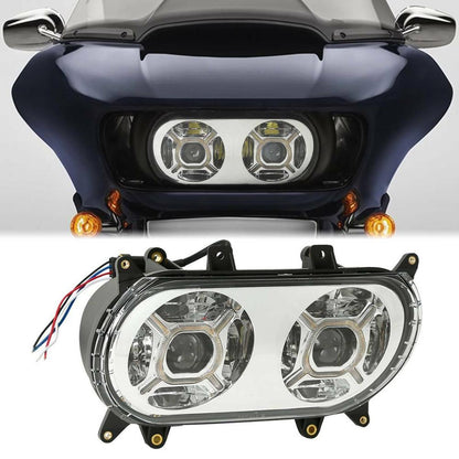 Voodoo Cycle House Dual LED Headlight For Harley-Davidson Road Glide FLTRX 2015-2023 Black/Chrome