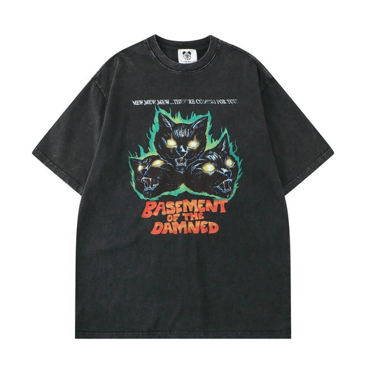 VOODOO MACHINE CO.  American Retro Washed Distressed Short Sleeve T-Shirt