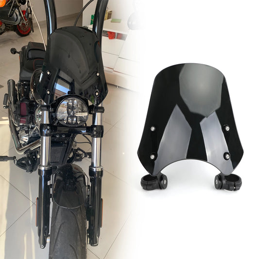 VOODOO CYCLE HOUSE ABS Motorcycle Windscreen Windshield for Harley Dyna Softail Models Black