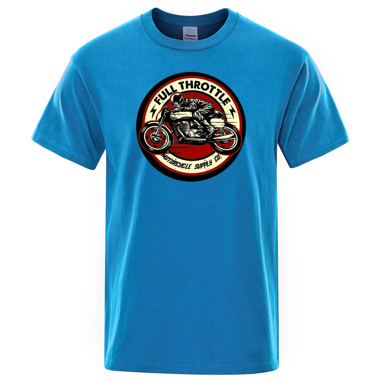 VOODOO MACHINE CO.  New Retro Motorcycle Pattern Printed Men's T-shirt Summer Breathable Sweat Absorbent Loose Crew Neck Pullover Tops Men's Clothing