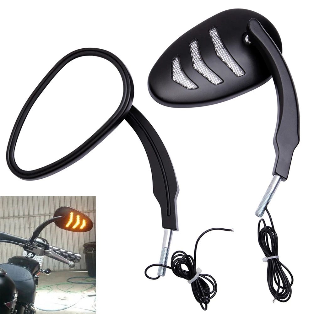 Voodoo Cycle House Custom Rearview Mirrors With LED Turn Signals For Harley Davidson