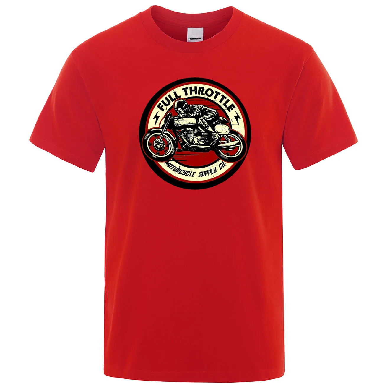 VOODOO MACHINE CO.  New Retro Motorcycle Pattern Printed Men's T-shirt Summer Breathable Sweat Absorbent Loose Crew Neck Pullover Tops Men's Clothing