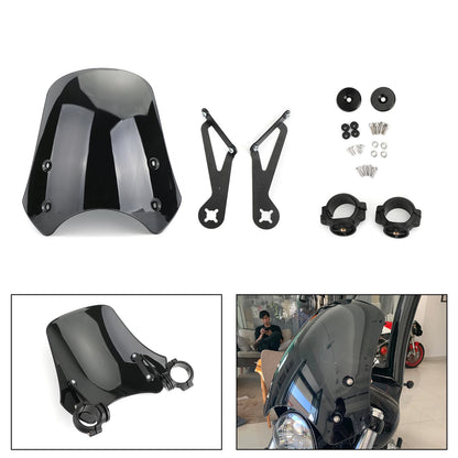 VOODOO CYCLE HOUSE ABS Motorcycle Windscreen Windshield for Harley Dyna Softail Models Black
