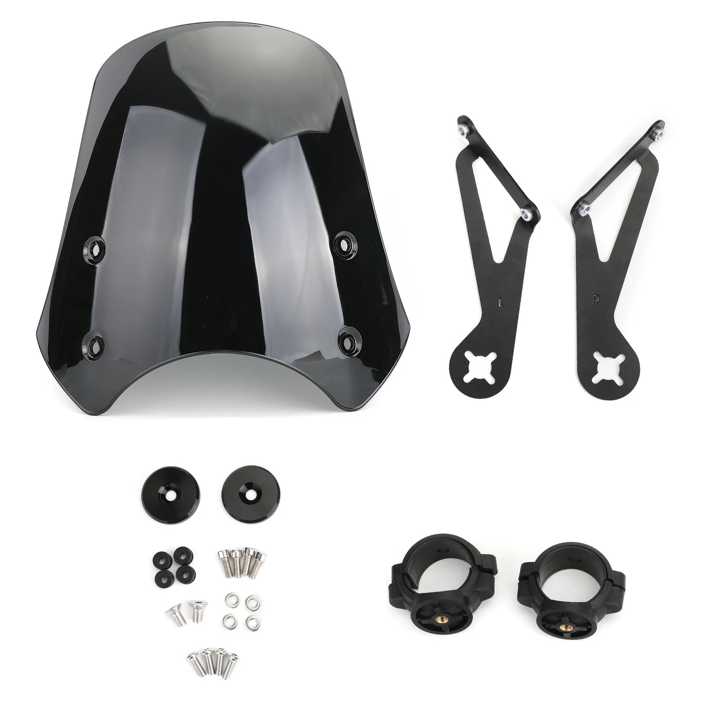 VOODOO CYCLE HOUSE ABS Motorcycle Windscreen Windshield for Harley Dyna Softail Models Black