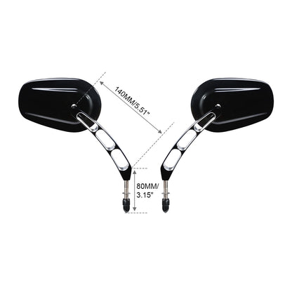 Voodoo Cycle House Custom Mirrors For Harley-Davidson & Custom Applications Touring Street Electra Glide Road King Sportster 883 1200 Dyna Fat Boy Bob Heritage Softail
