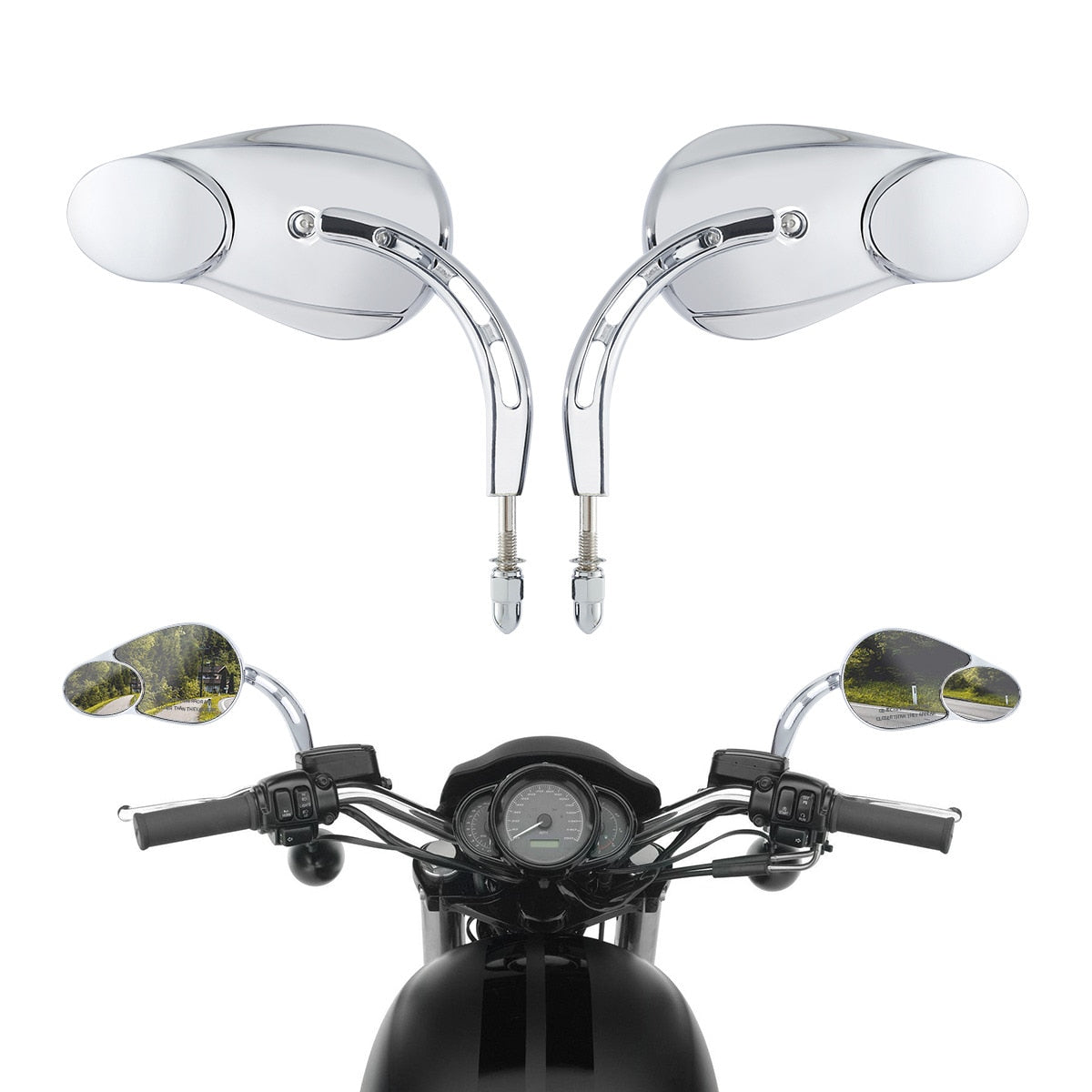 Voodoo Cycle House Custom Split Vision Mirrors For Harley-Davidson Tou ...