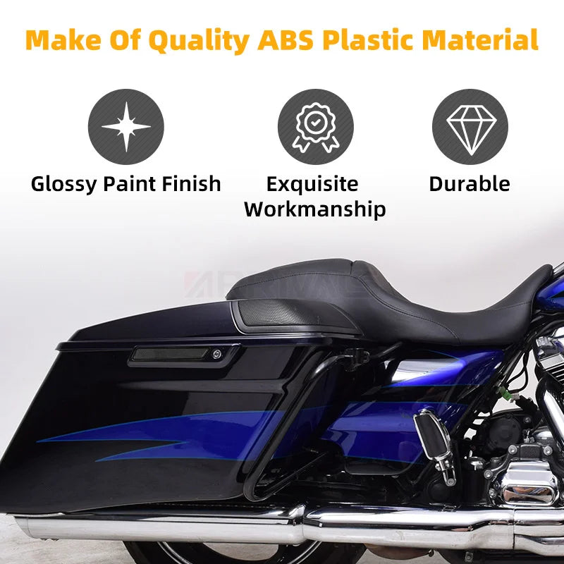 Voodoo Cycle House Custom Black Hard Saddlebag Latch Cover Smoke Reflectors For Harley Touring Road King Road Glide Street Glide 2014-up