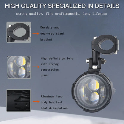 Voodoo Cycle House Pair of 100W Motorcycle Fog Lights Led Auxiliary Driving Light Spotlight