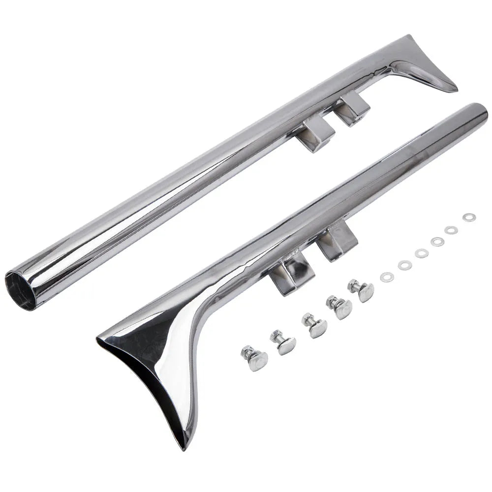 Voodoo Cycle House Custom 36" Fishtail Exhaust Slip On Mufflers Chrome For Harley-Davidson Touring Models