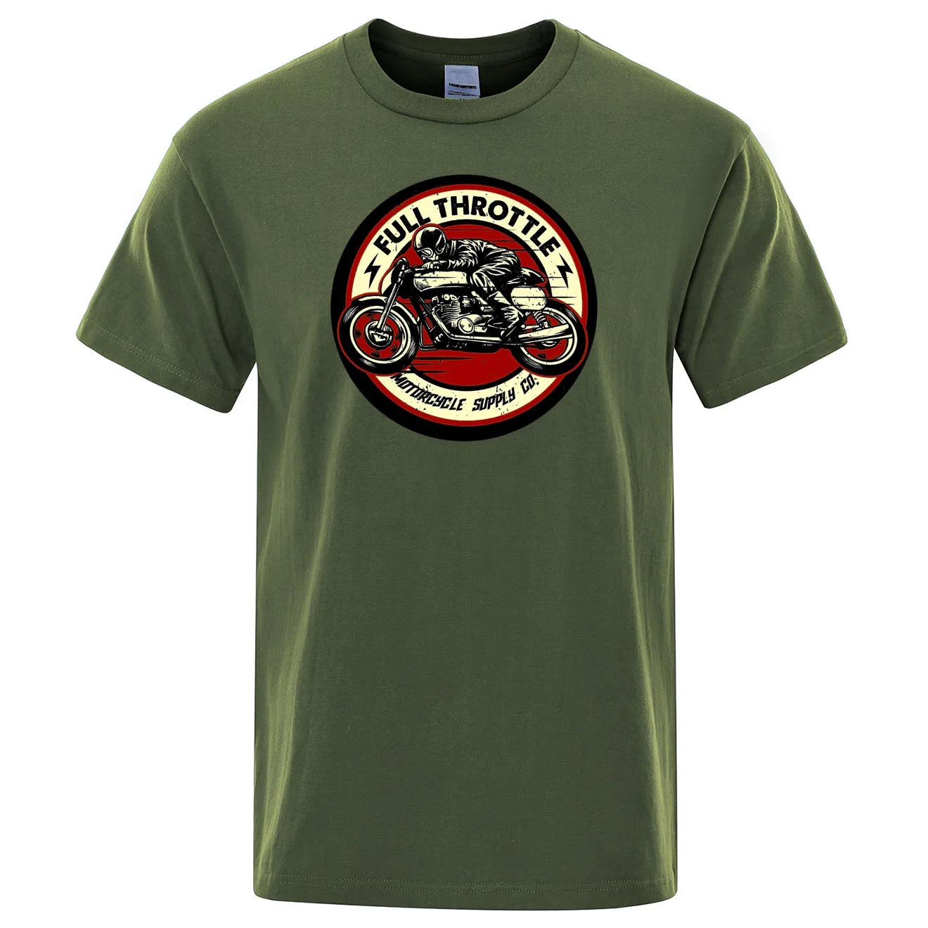 VOODOO MACHINE CO.  New Retro Motorcycle Pattern Printed Men's T-shirt Summer Breathable Sweat Absorbent Loose Crew Neck Pullover Tops Men's Clothing