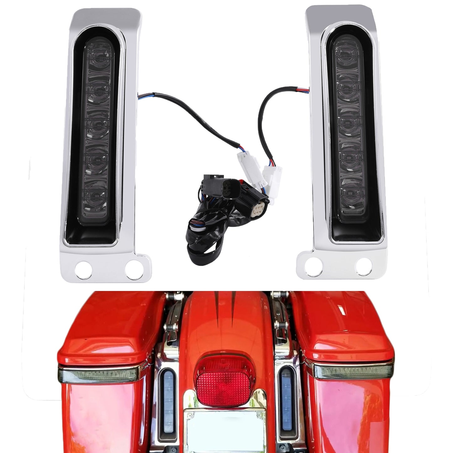 Voodoo Cycle House Custom LED Saddlebag Support Lights For Harley-Davidson Touring Models