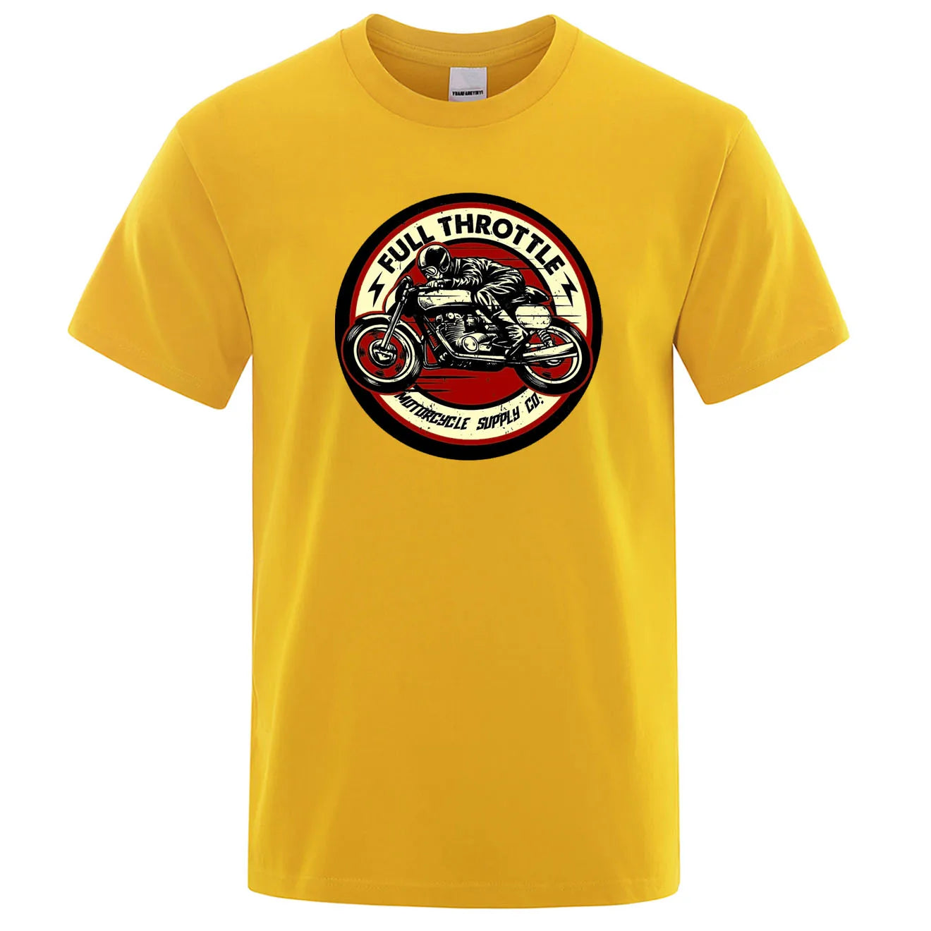 VOODOO MACHINE CO.  New Retro Motorcycle Pattern Printed Men's T-shirt Summer Breathable Sweat Absorbent Loose Crew Neck Pullover Tops Men's Clothing