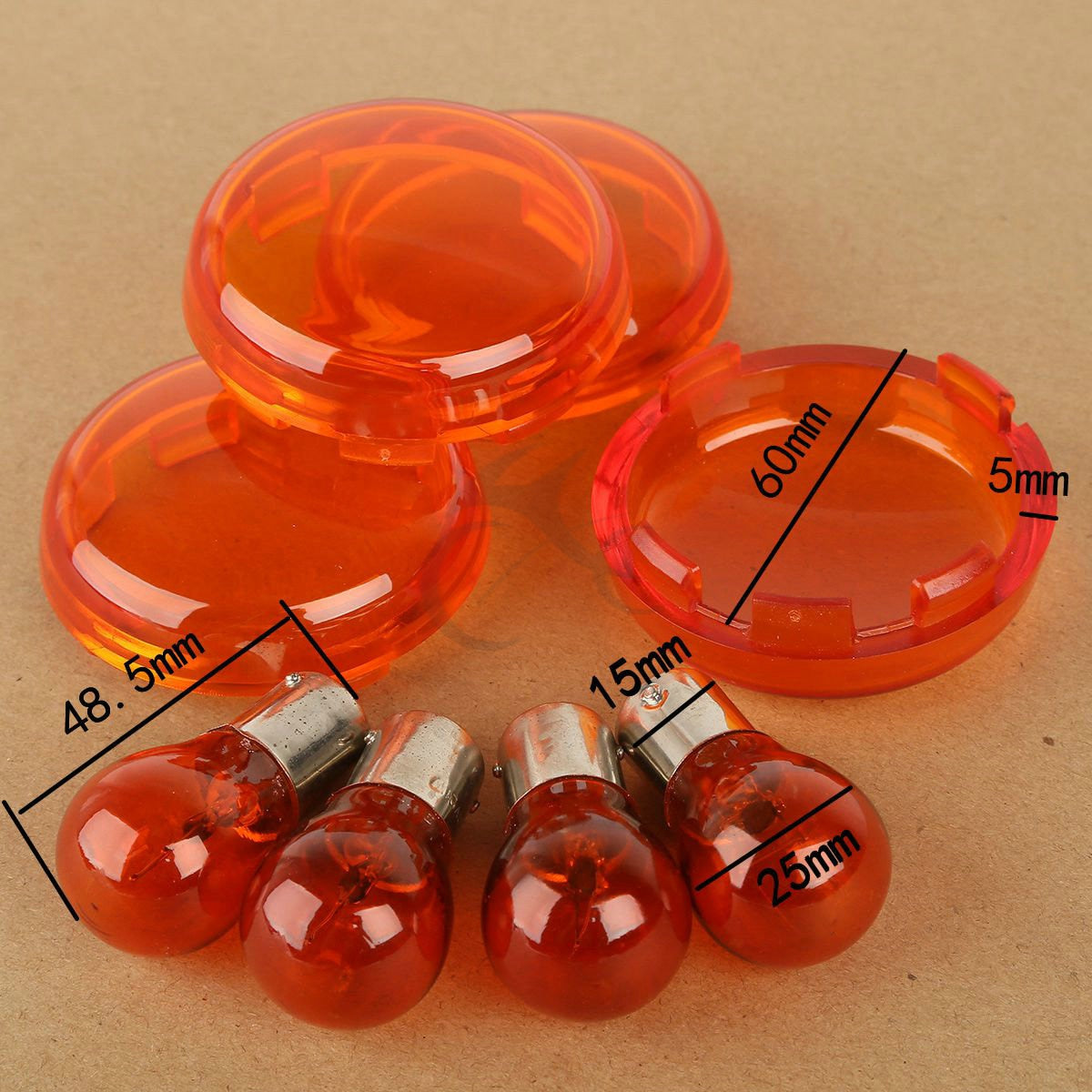 Voodoo Cycle House Turn Signal Lenses W/ Bulbs For Harley-Davidson & Custom Applications