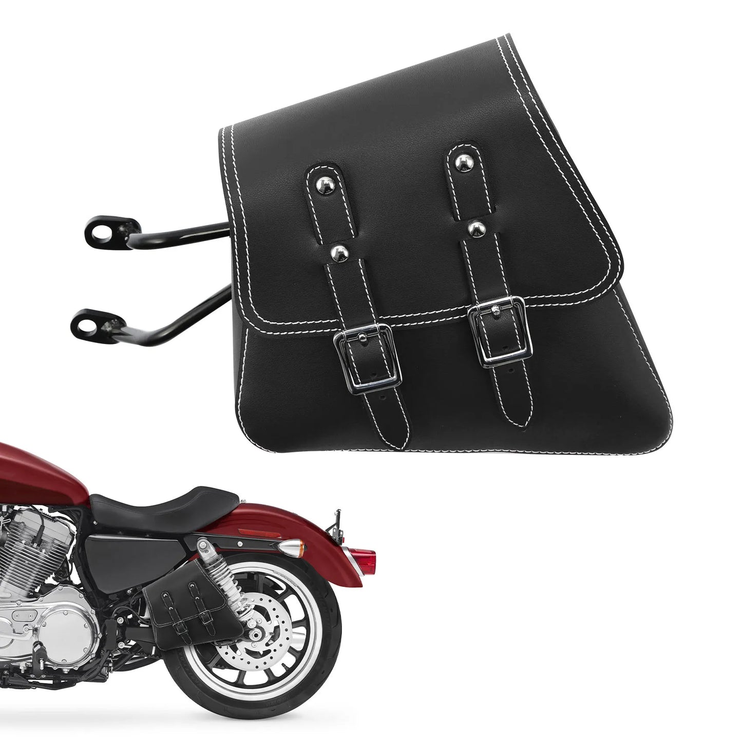 Voodoo Cycle House Custom Leather Side Saddlebag For Harley-Davidson & Custom Applications Sportster XL 883 1200 2007-UP