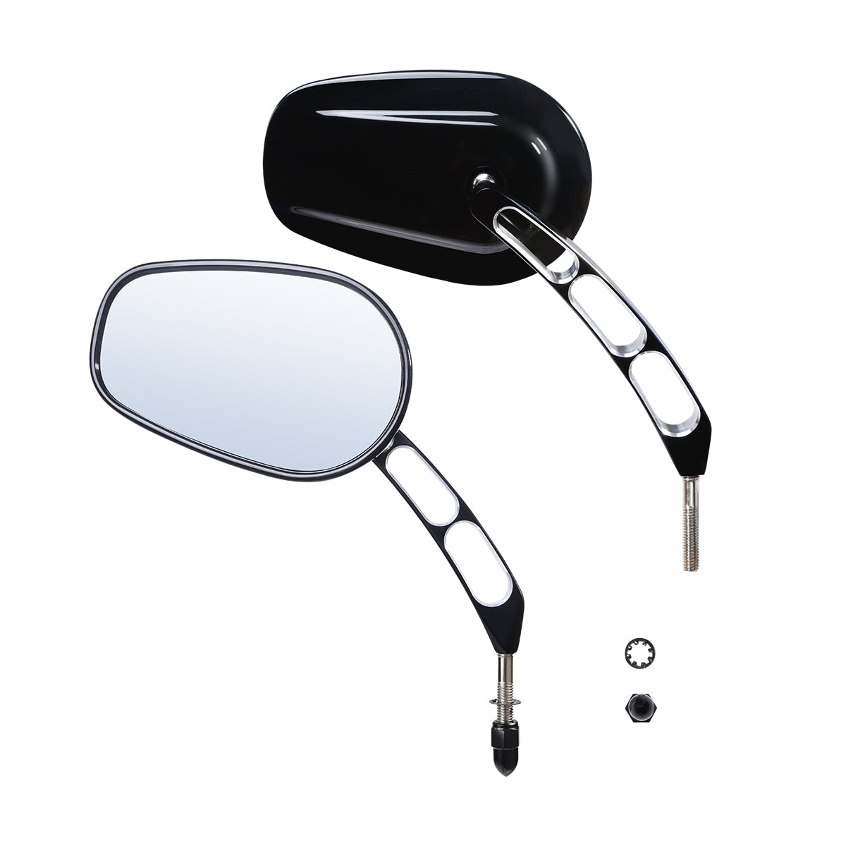 Voodoo Cycle House Custom Mirrors For Harley-Davidson & Custom Applications Touring Street Electra Glide Road King Sportster 883 1200 Dyna Fat Boy Bob Heritage Softail