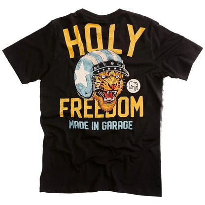 Free Tiger Summer Luxury Brand Cotton Men's and Women's T-shirt Motorcycle Short Sleeve