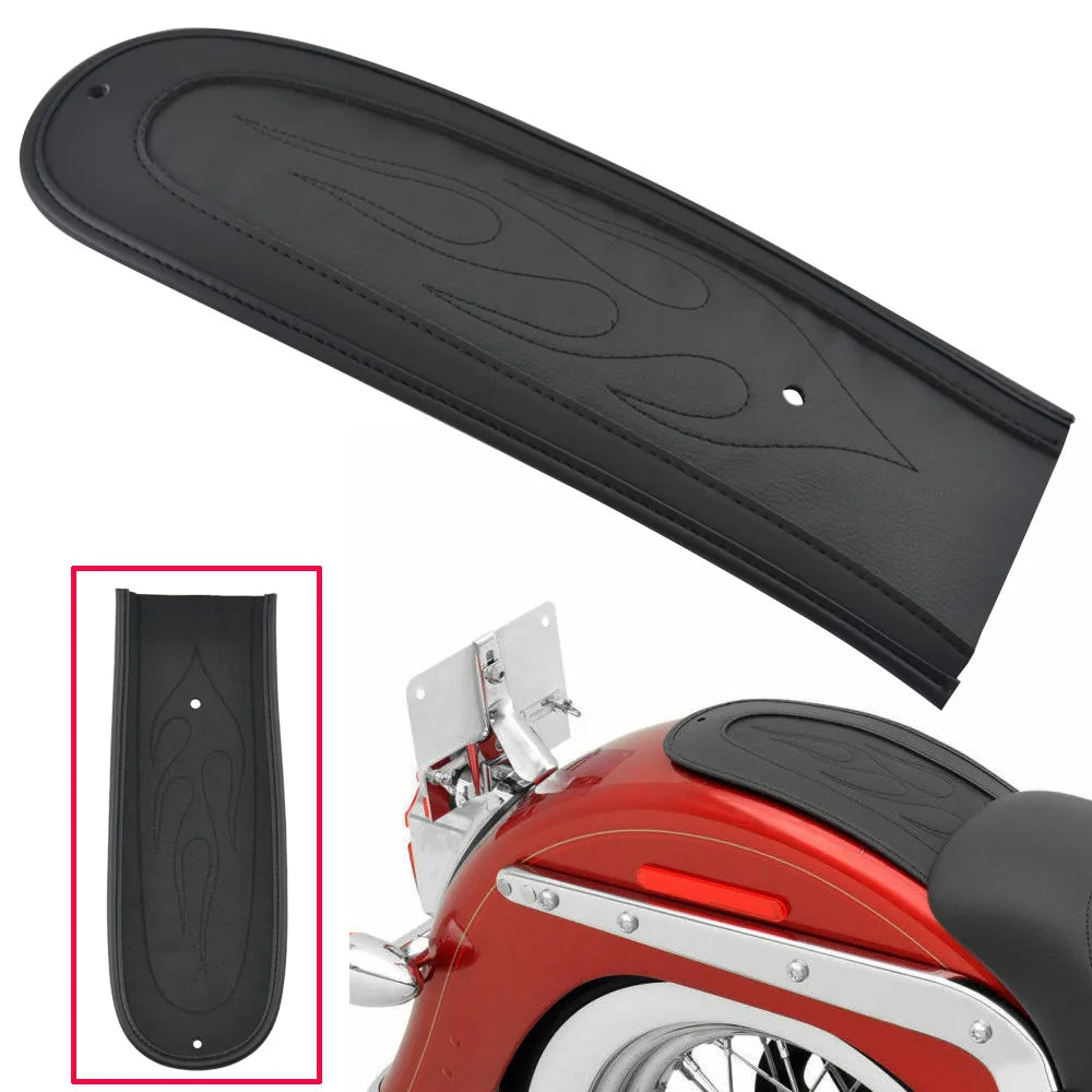 Voodoo Cycle House Black Rear Fender Bib Cover Pad Flame Stitch Leather For Harley Dyna Wide Glide Fat Bob Low Rider 2006-2017
