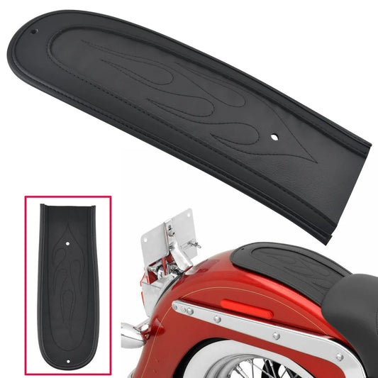 Voodoo Cycle House Black Rear Fender Bib Cover Pad Flame Stitch Leather For Harley Dyna Wide Glide Fat Bob Low Rider 2006-2017