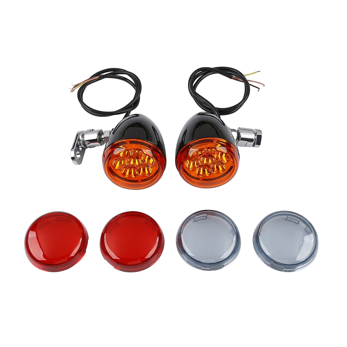 Voodoo Cycle House Turn Signals With Bracket For Harley-Davidson & Custom Applications Dyna Super Glide Fat Bob FXDF Wide Glide FXDWG XLH 883 Hugger Motorcycle