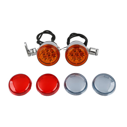 Voodoo Cycle House Turn Signals With Bracket For Harley-Davidson & Custom Applications Dyna Super Glide Fat Bob FXDF Wide Glide FXDWG XLH 883 Hugger Motorcycle