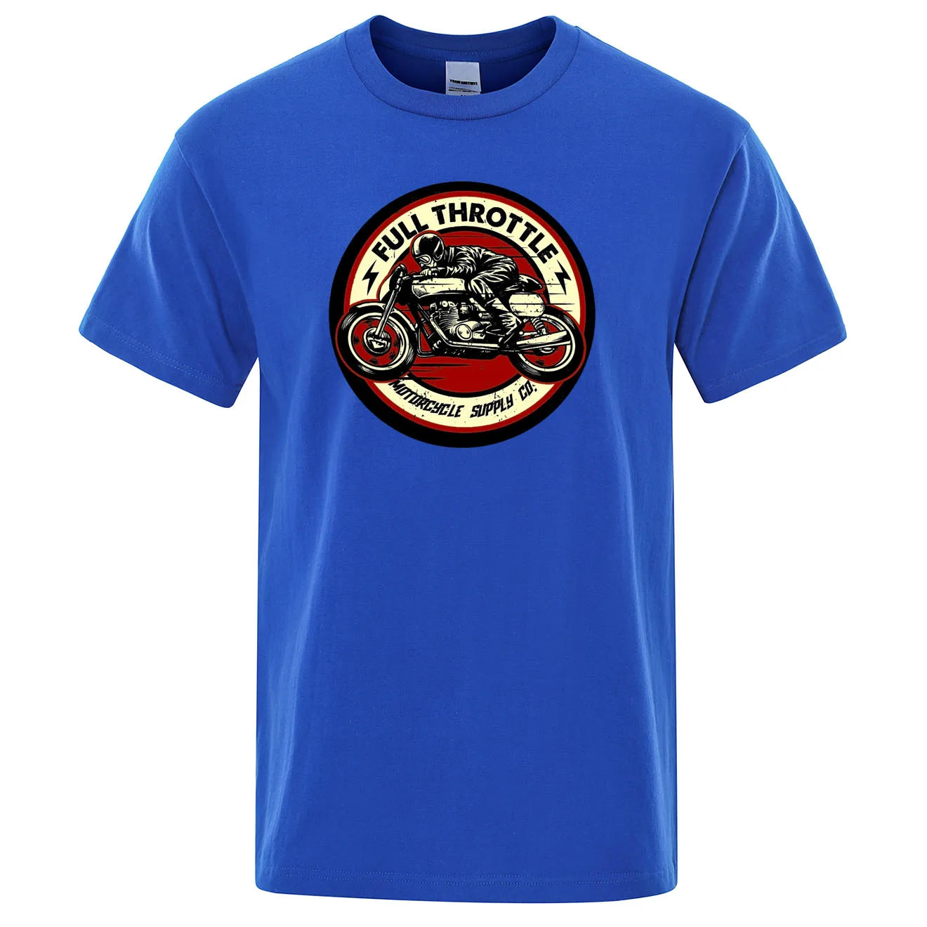 VOODOO MACHINE CO.  New Retro Motorcycle Pattern Printed Men's T-shirt Summer Breathable Sweat Absorbent Loose Crew Neck Pullover Tops Men's Clothing