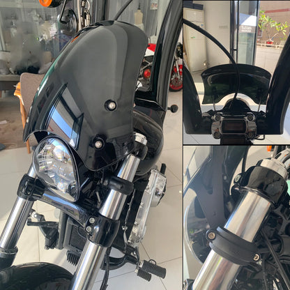 VOODOO CYCLE HOUSE ABS Motorcycle Windscreen Windshield for Harley Dyna Softail Models Black