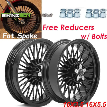 Voodoo Cycle House Custom Wheels For Touring Bagger Electra Glide FLHT Road King FLHR Street Glide FLHX 84-08 Front 16" 3.5" Rear 16" 3.5" 5.5" Wheel Rim Hub