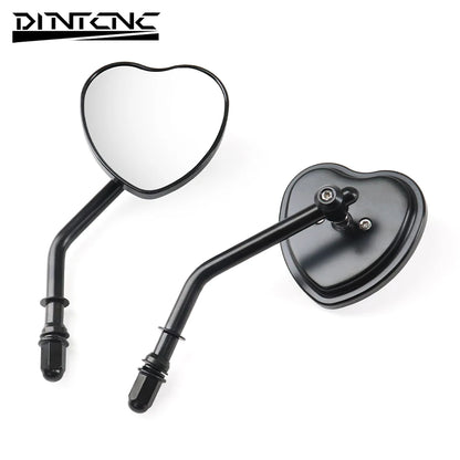 Custom Heart Shaped Rearview Mirrors Universal For Switchback FLD Street Bob FXDB Fat Bob FXDF Low Rider FXDL Wide Glide FXDWG