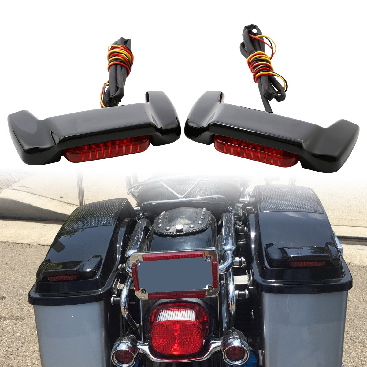 Voodoo Cycle House Custom Hard Saddlebag Lid Spoiler With LED Lights Kit For Harley-Davidson Touring Models Road King Electra Street Glide 2014-UP
