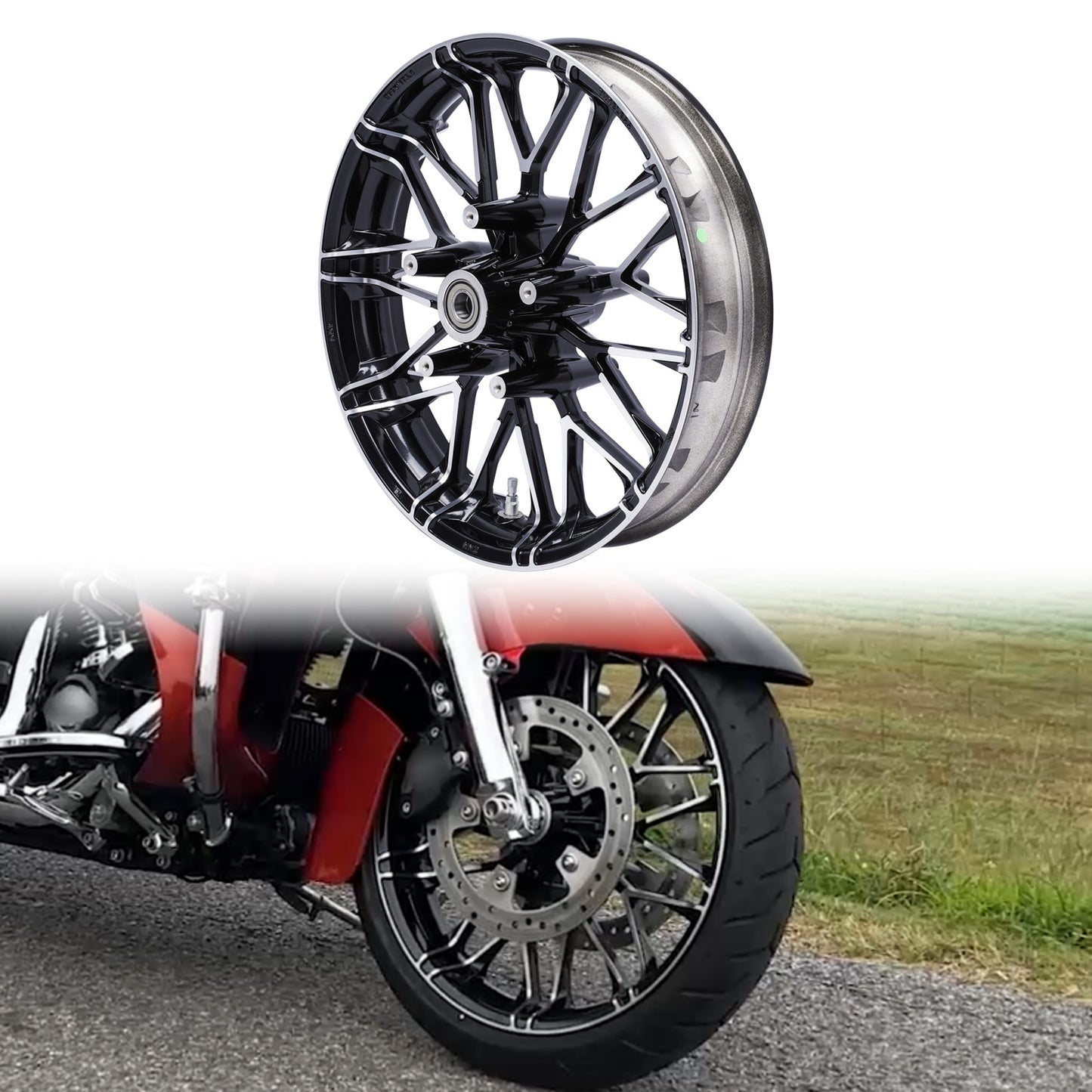 Voodoo Cycle House Custom 19" X 3.5" Front Wheel For Harley-Davidson Touring Models Road Street Glide 2008-UP