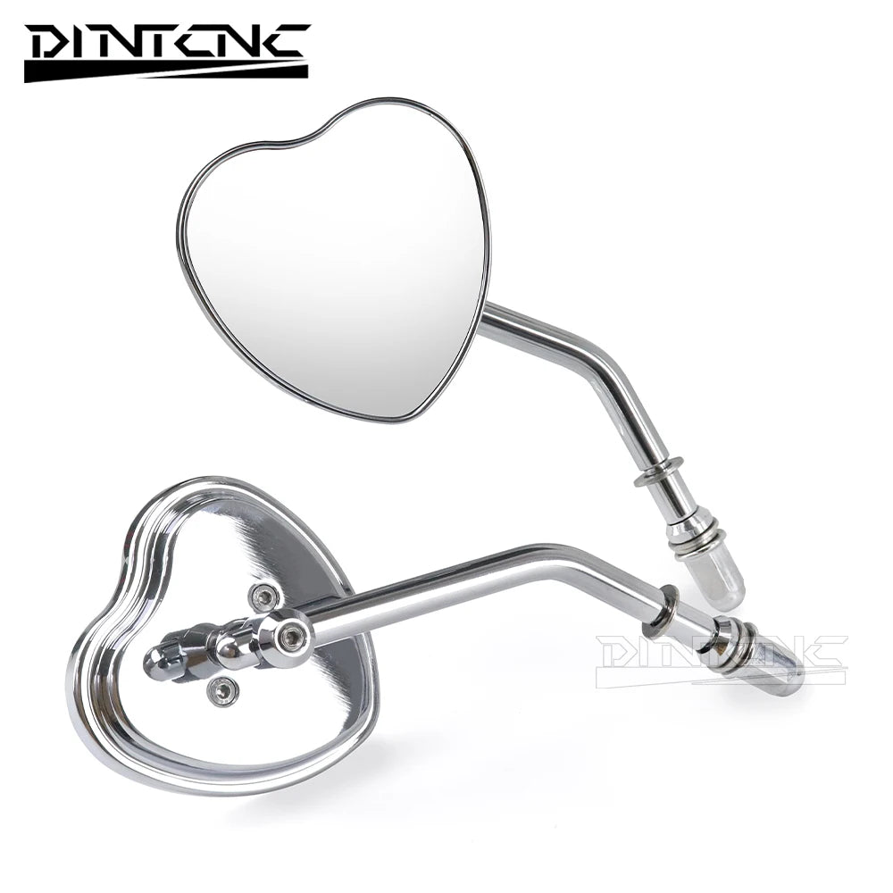 Custom Heart Shaped Rearview Mirrors Universal For Switchback FLD Street Bob FXDB Fat Bob FXDF Low Rider FXDL Wide Glide FXDWG