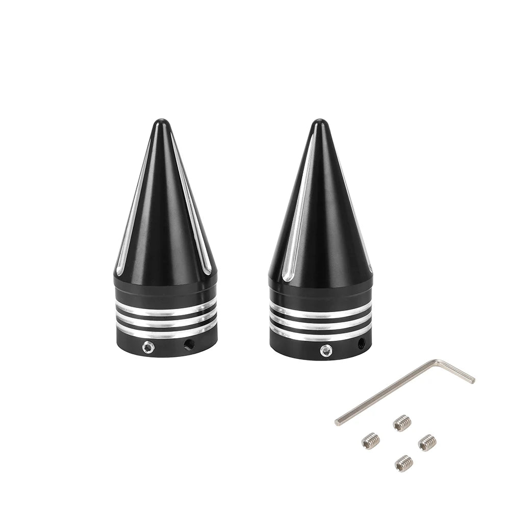 Voodoo Cycle House Custom CNC Front Axle Nut Covers Spike Caps Aluminum for Harley Touring Street Electra Glide Fat Boy Road King