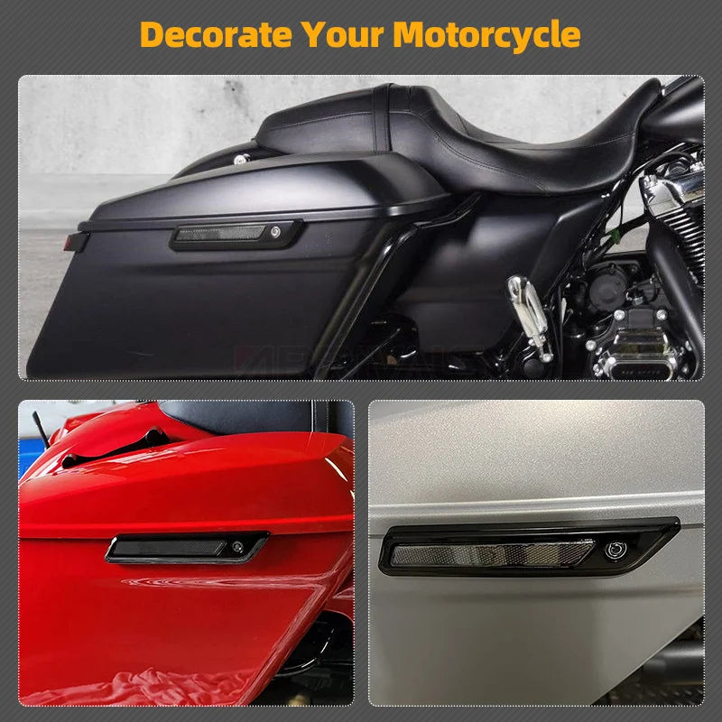 Voodoo Cycle House Custom Black Hard Saddlebag Latch Cover Smoke Reflectors For Harley Touring Road King Road Glide Street Glide 2014-up