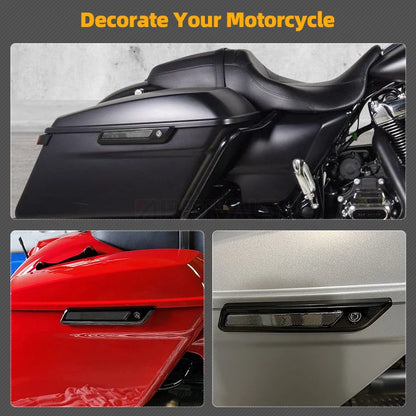 Voodoo Cycle House Custom Black Hard Saddlebag Latch Cover Smoke Reflectors For Harley Touring Road King Road Glide Street Glide 2014-up