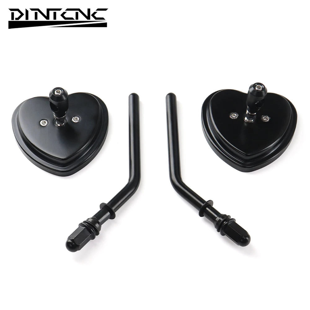 Custom Heart Shaped Rearview Mirrors Universal For Switchback FLD Street Bob FXDB Fat Bob FXDF Low Rider FXDL Wide Glide FXDWG
